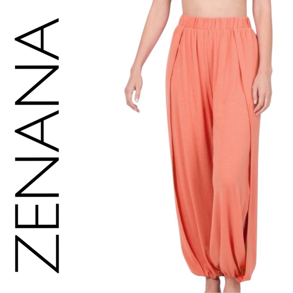 Zenana Wide Leg Split Harem Pants, Size 2X